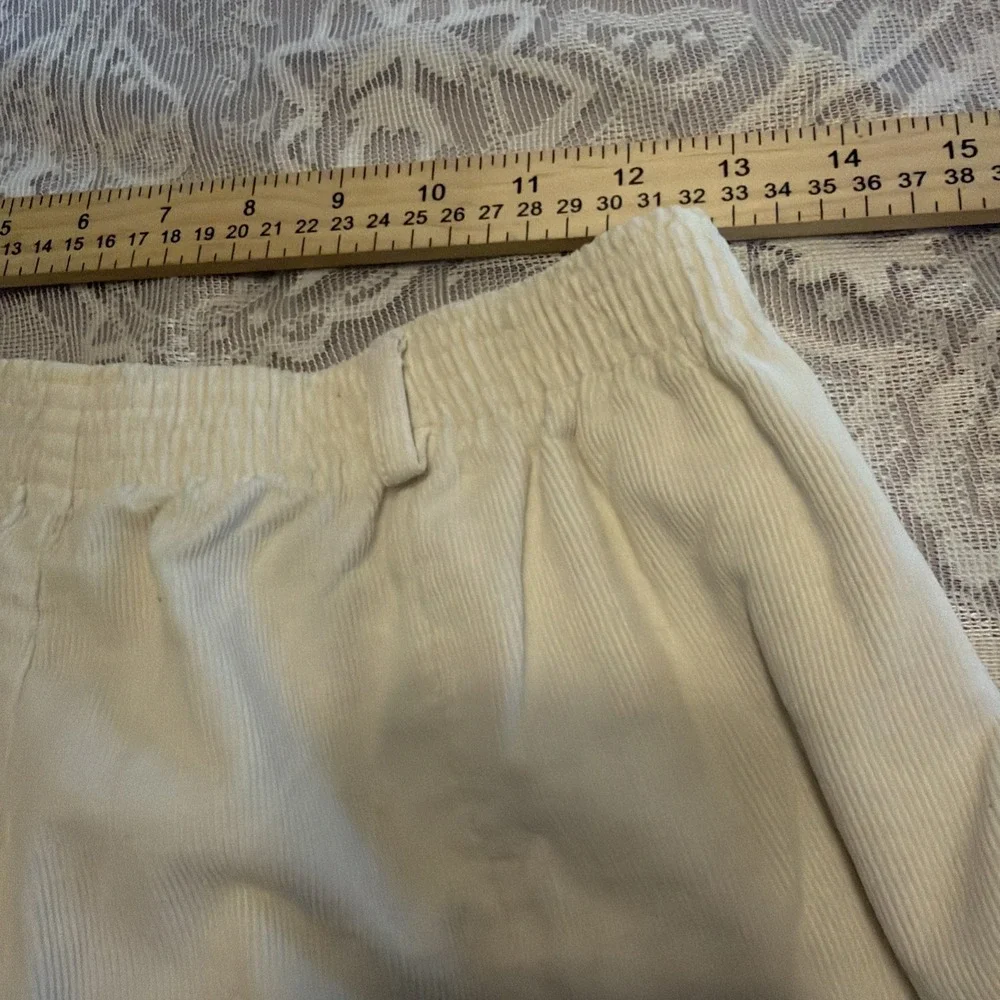 Vintage Tan Jay Corduroy Pants Elastic Waist W/beltloops Cream W26/L29 12 USA